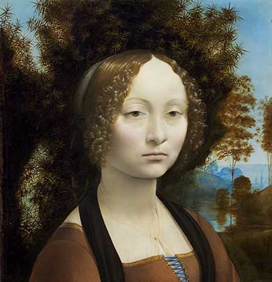 painting Ginevra' de Benci by Leonardo da Vinci